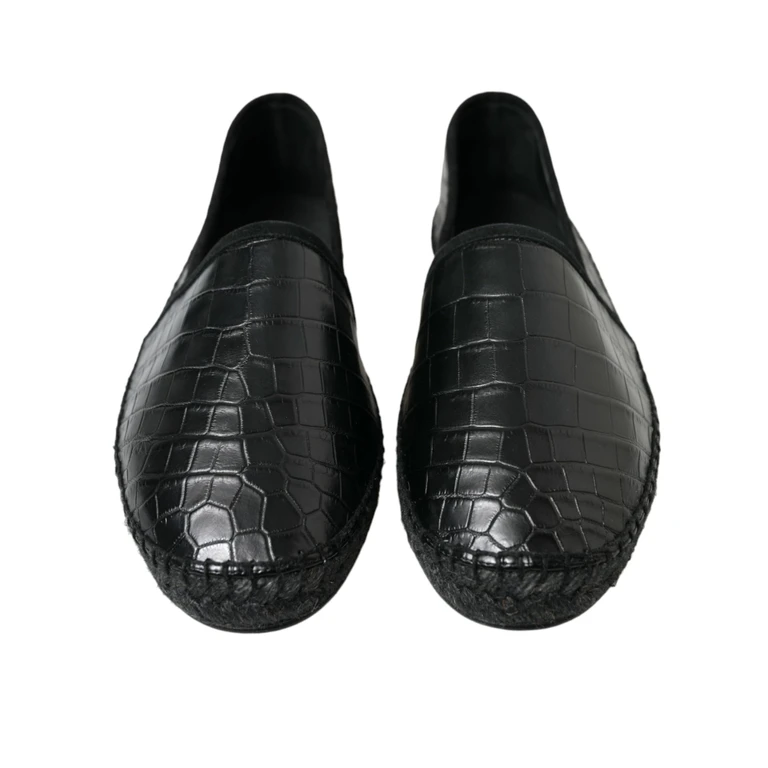 Dolce & Gabbana Black Exotic Leather Espadrilles Slip On Shoes - Men