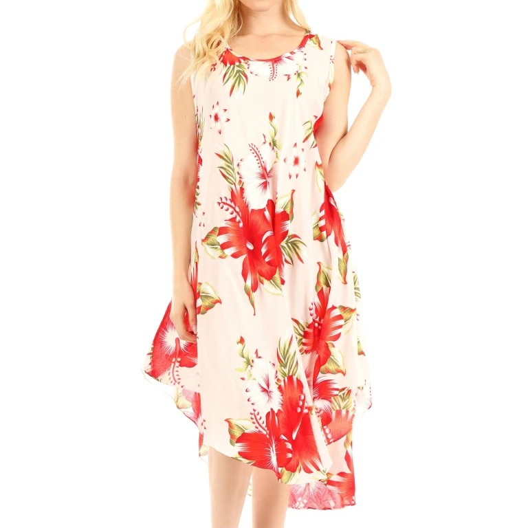 Sakkas Clara Women's Casual Summer Sleeveless Sundress Loose Floral Print Dress