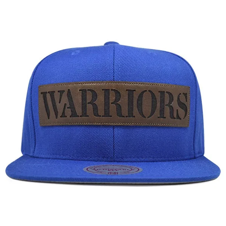 Mitchell & Ness Men's NBA Golden State Warriors Laser Cut Leather Snapback Snapback Caps
