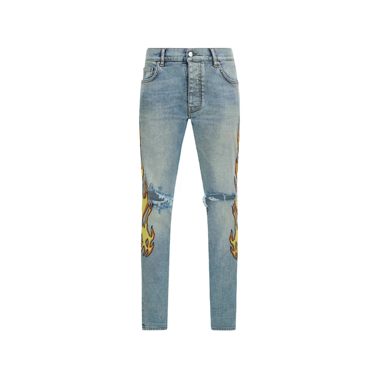Amiri Flames Emb Skinny Jeans