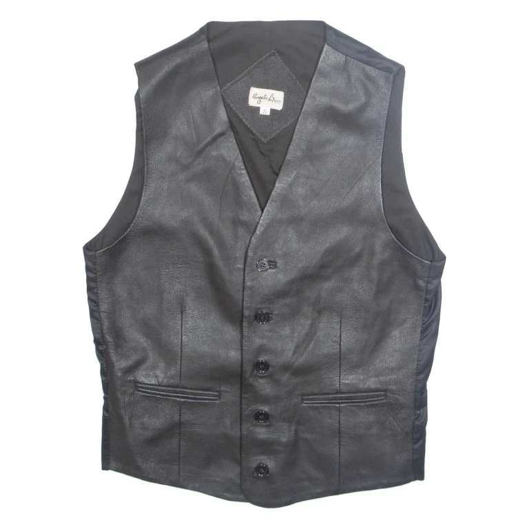 ANGELO LITRICO Mens Waistcoat Black Faux Leather S
