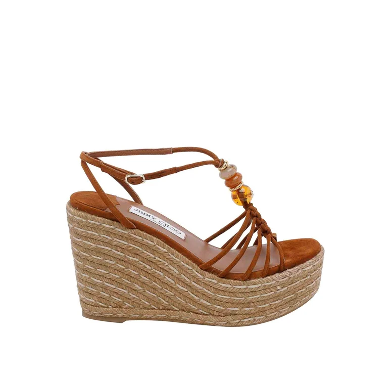 Jimmy Choo Espadrilles - Marron (LEMIWEDGE100IPVTANMIX)