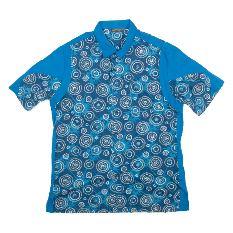 KERIS COLLECTION Slim Fit Mens Shirt Blue Crazy Pattern XL