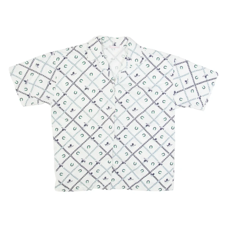 LAST SCENE Horses Womens Shirt White Check M