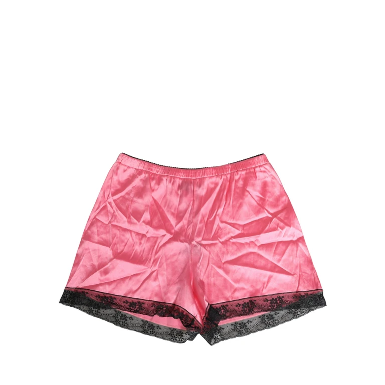 Dolce & Gabbana Pink Silk Satin Lace Trim Pajama Shorts Sleepwear Cotton Elastane Nylon - Women