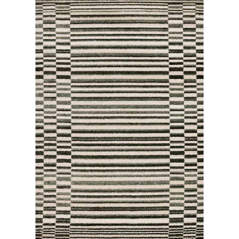 Nala Green and Cream Striped 5 x 8 Area Rug