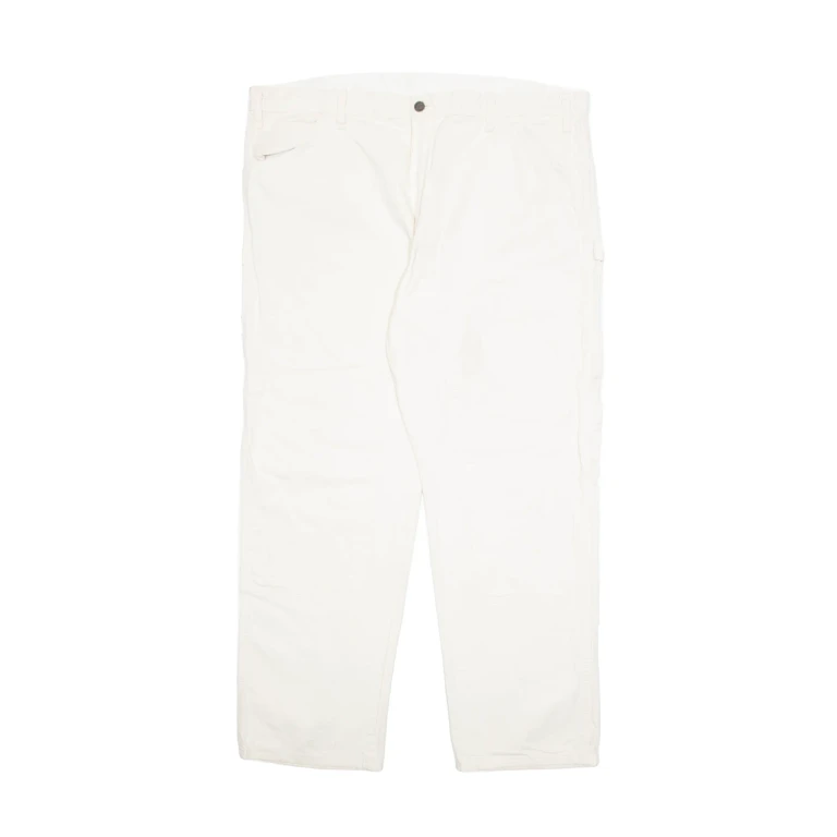 DICKIES Carpenter Cargo Mens Trousers Cream Regular Tapered W42 L32