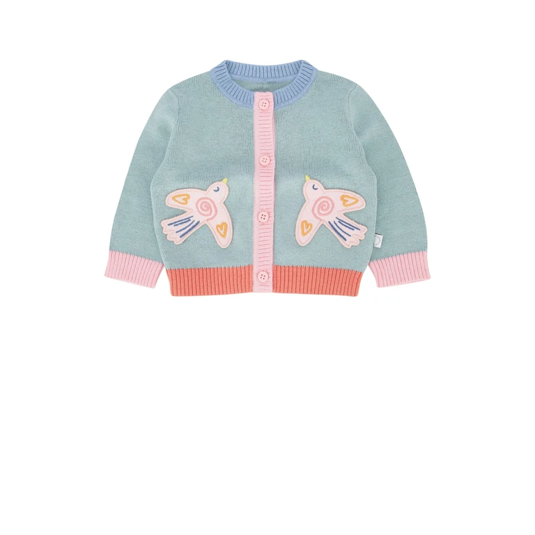 Stella Mccartney Kids Knit Cardigan Grey Cotton Wool Felpe