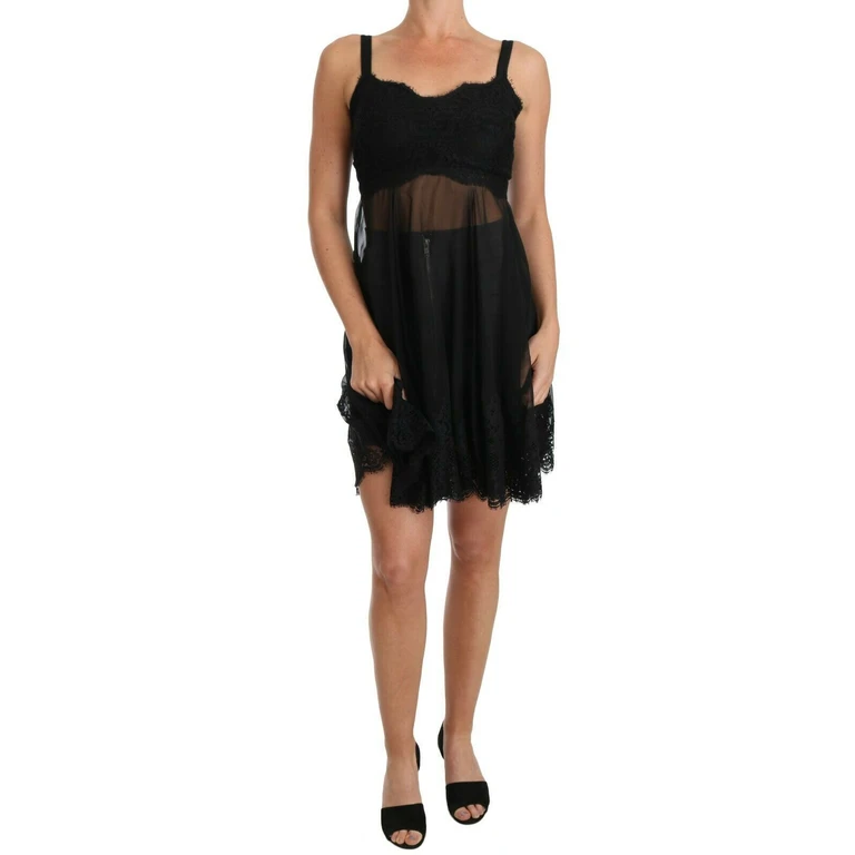 Dolce & Gabbana Black Silk Lace Dress Chemise Lingerie - Women