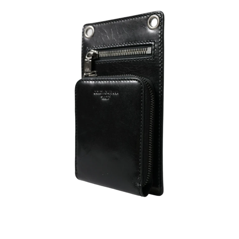 Wallet Black Horse Leather Zip Logo Cross Body Phone Slot Calf - Men