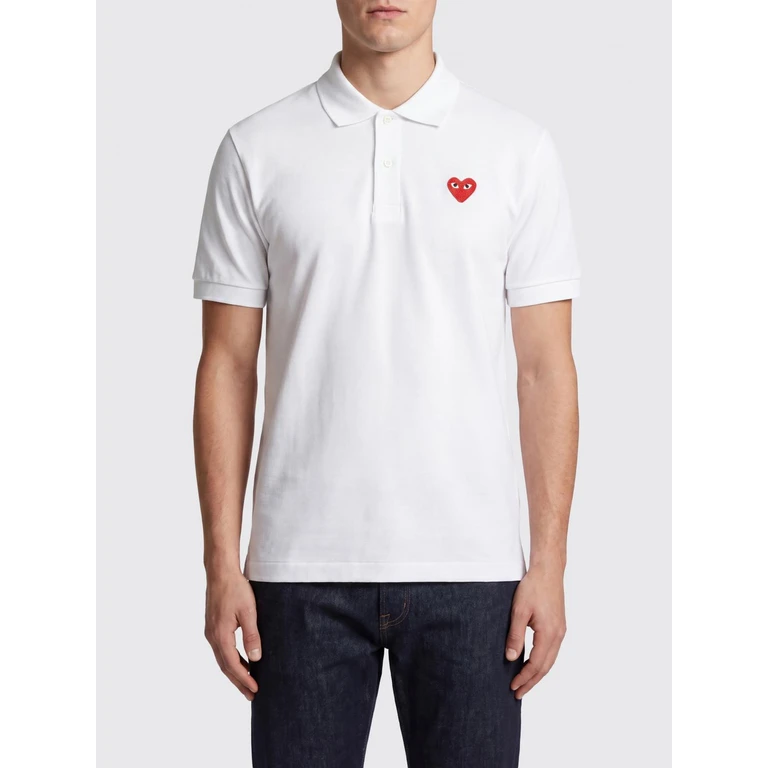 Slim Fit Cotton Polo Shirt with Contrasting Logo (AXT006WHITE)