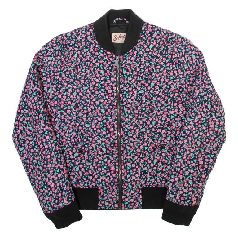 SCHOTT Womens Bomber Jacket Black Floral M