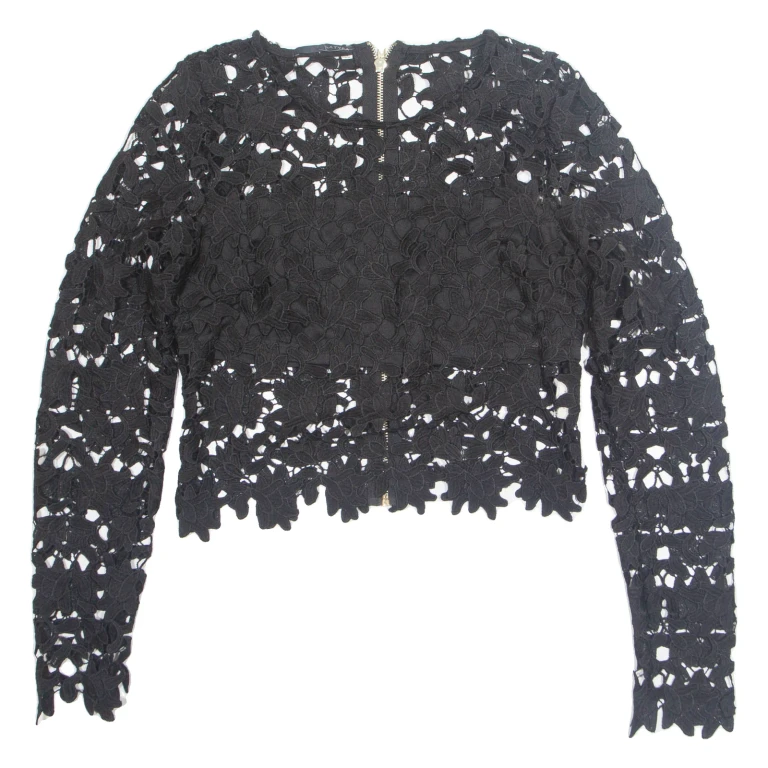 Cutout Womens Top Black Long Sleeve M