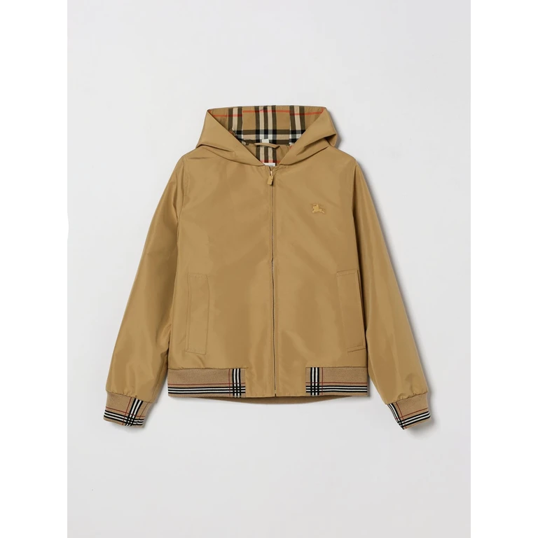 Boy's Technical Fabric Hooded Bomber Jacket with Check Collar (8117215B9719)
