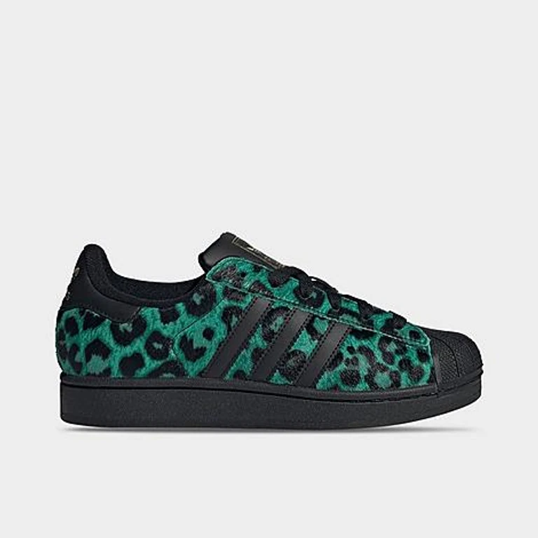 adidas Women's Originals Superstar II Tonal Leopard Print Casual Shoes in Semi Screaming Green/Core Black/Gold Metallic Size: 5.0