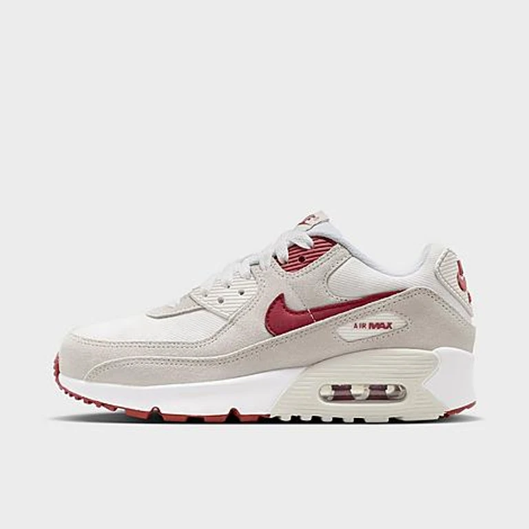 Nike Big Kids Air Max 90 SE Casual Shoes in White/Light Bone/Summit White Size: 3.5