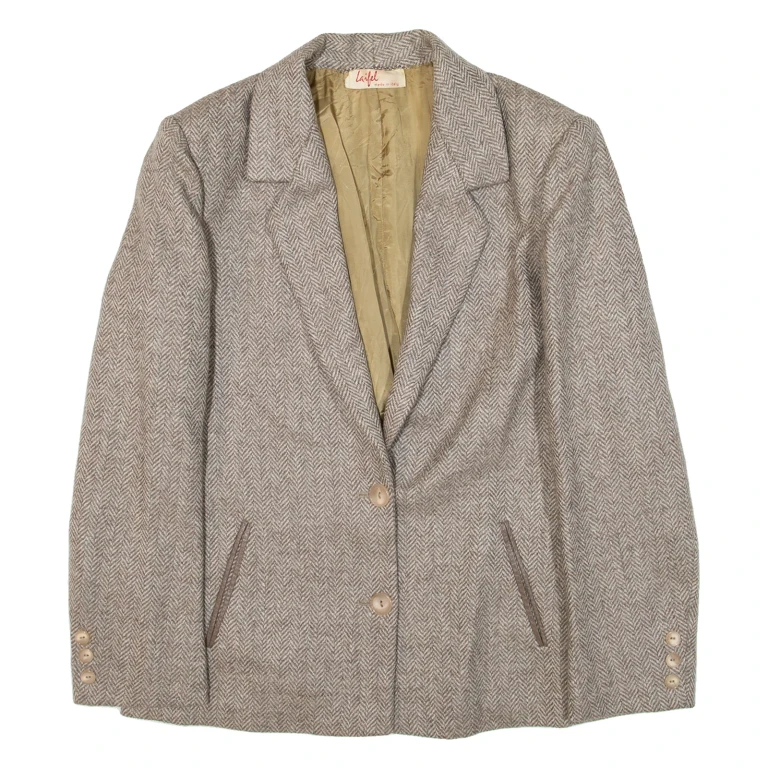 LAIFEL Womens Blazer Jacket Beige Knit Herringbone M