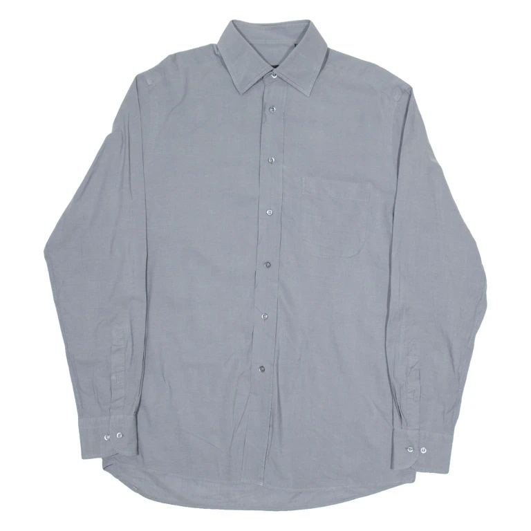 BOSS Mens Plain Shirt Grey Long Sleeve M