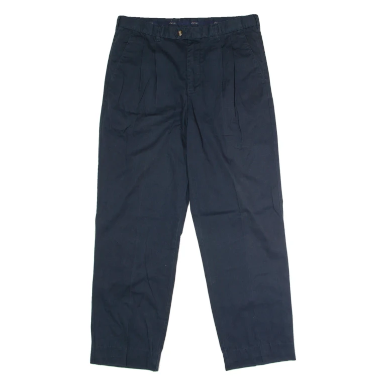 LET'S GO Pleated Mens Trousers Blue Regular Straight W34 L30