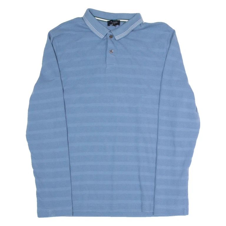 TED BAKER Mens Polo Shirt Blue Long Sleeve M