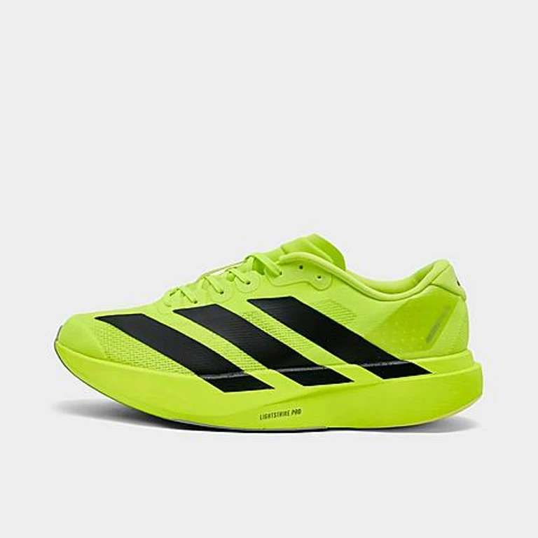 adidas Men's Adizero EVO SL Running Shoes in Lucid Lemon/Black/Matte Silver Size: 7.5
