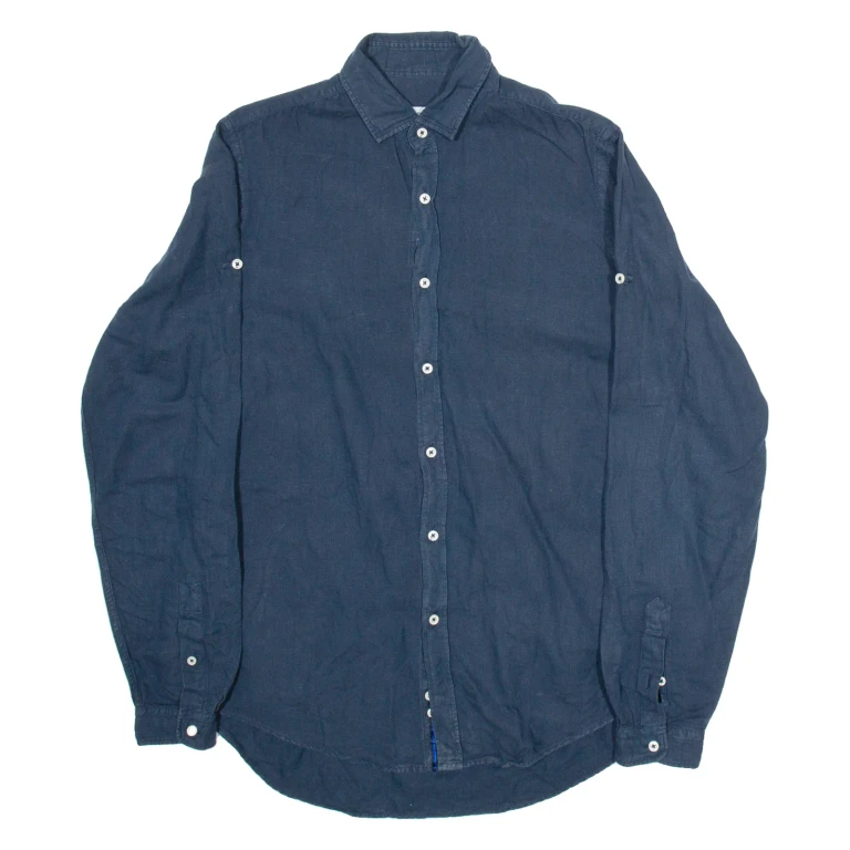 ZARA Slim Fit Mens Plain Shirt Blue Long Sleeve M