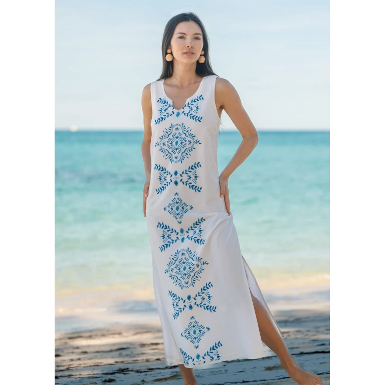 White Side Slit Maxi Dress