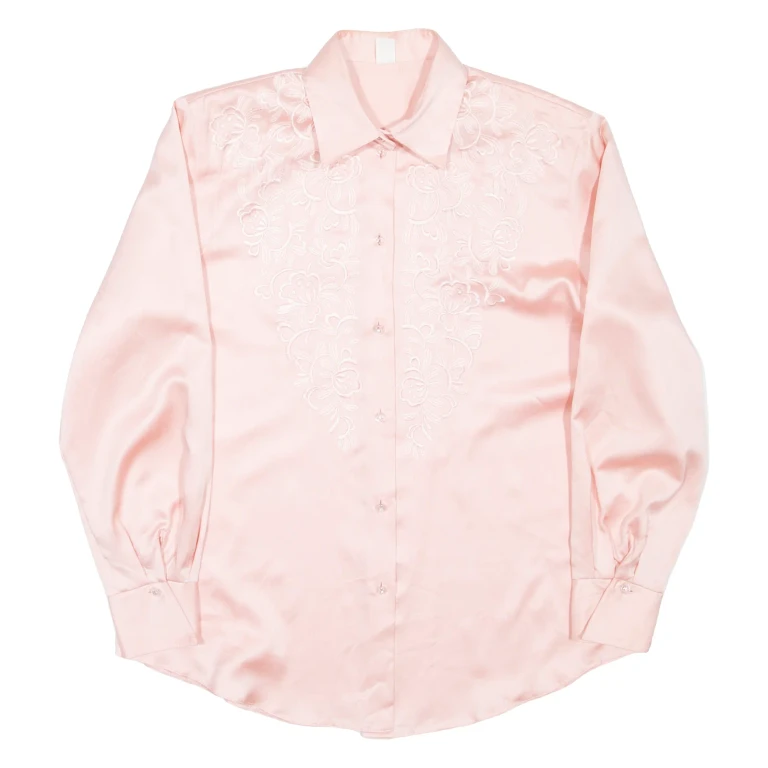 Womens Shirt Pink Collared Long Sleeve UK 14