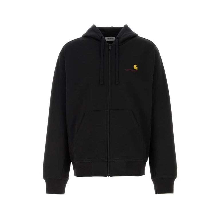 Carhartt Wip Black Cotton Blend Hooded American Script Jacket Exterior: Polyester Felpe - Men