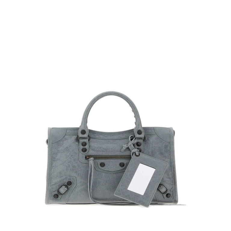 Balenciaga Graphite Leather Small Le City Handbag Blue Grey Borse A Mano - Women
