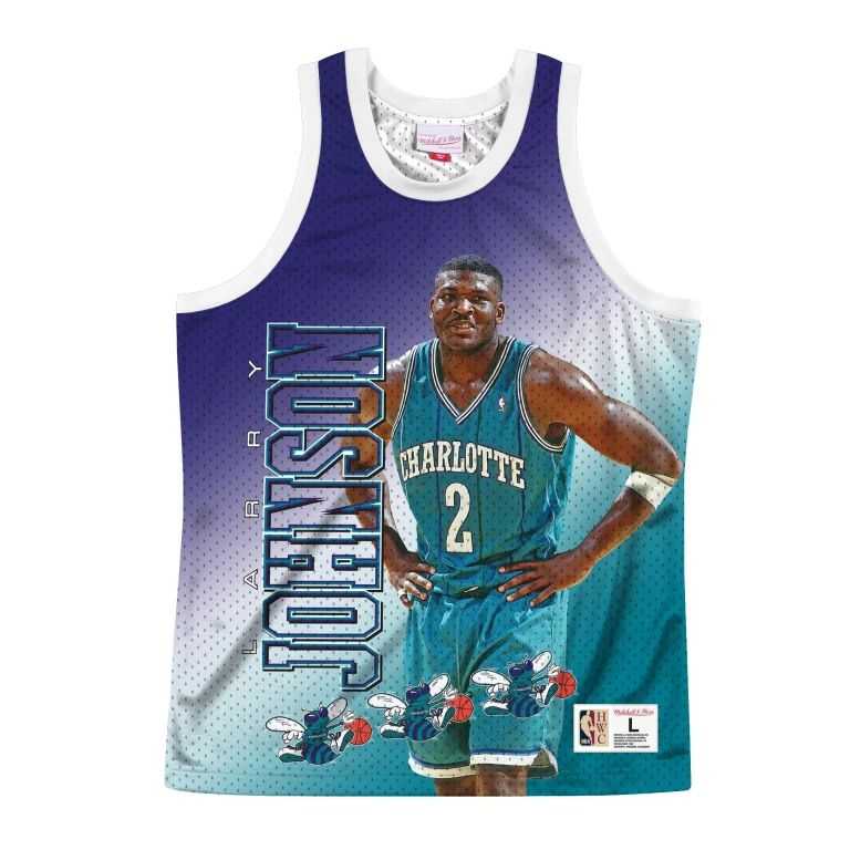 Men's NBA Behind The Back Tank Charlotte Hornets Larry Johnson