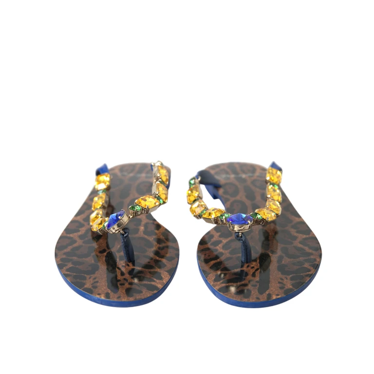 Dolce & Gabbana Blue Crystals Flats Sandals Beachwear Shoes - Women