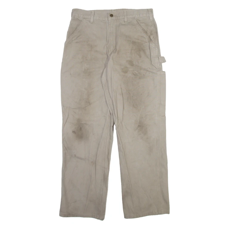 CARHARTT Carpenter Mens Trousers Beige Relaxed Straight W32 L30