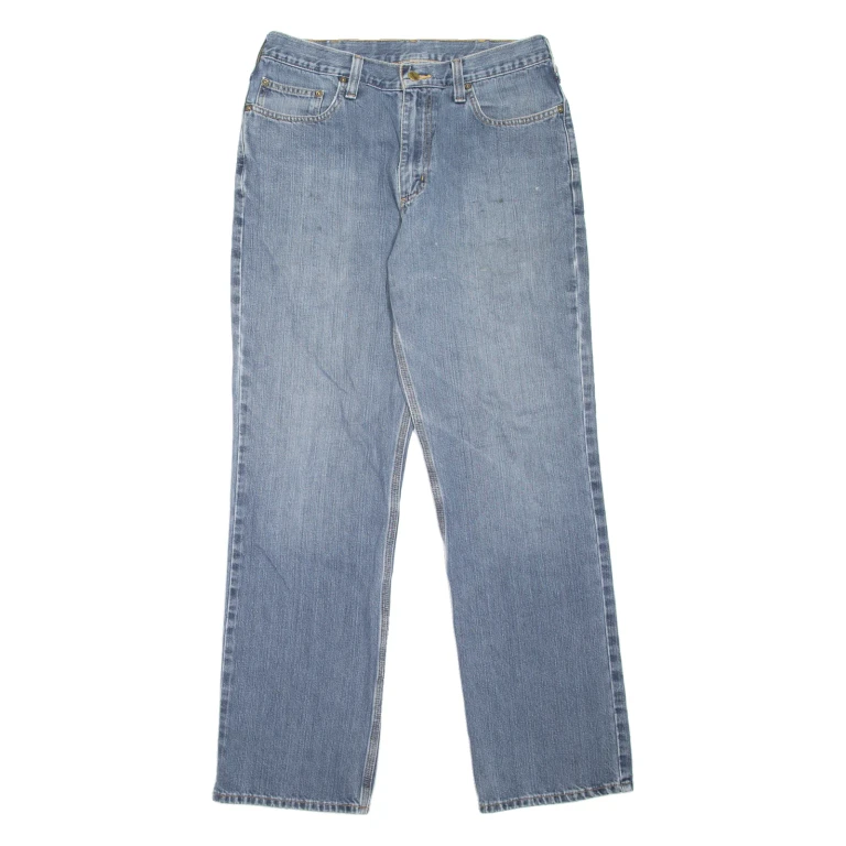 CARHARTT Workwear Mens Jeans Blue Relaxed Straight Stone Wash W34 L34
