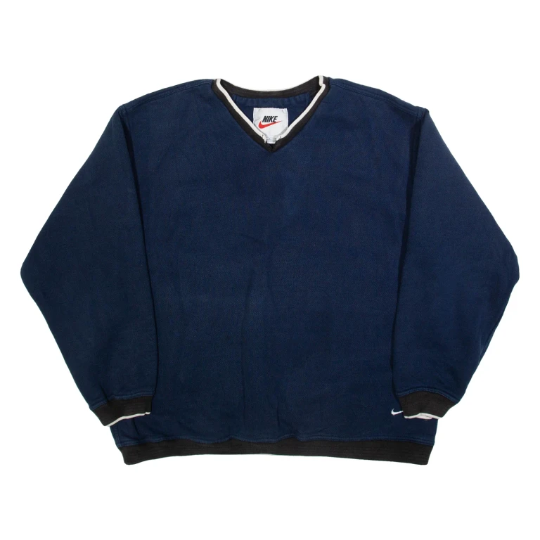 NIKE Mens Sweatshirt Blue V-Neck L