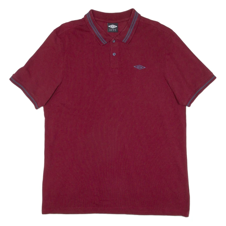 UMBRO Mens Polo Shirt Maroon 2XL