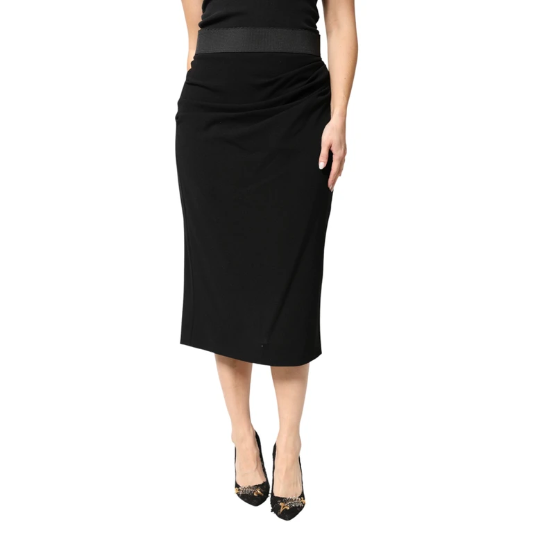 Dolce & Gabbana Black Wool High Waist Pencil Cut Midi Skirt 05+pa+wv - Women