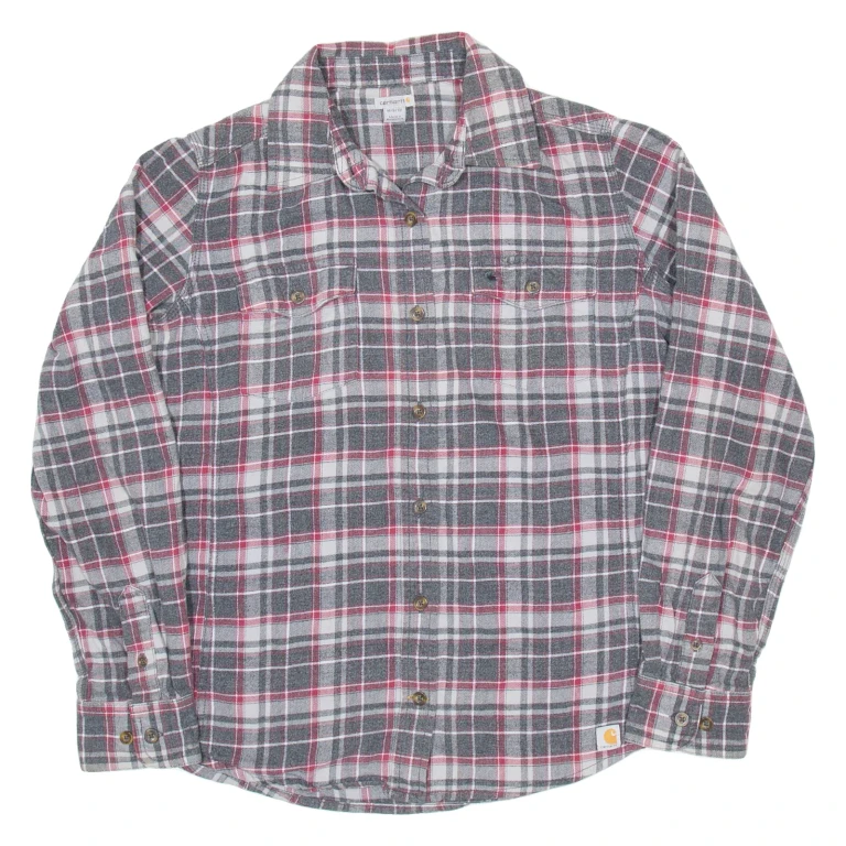 CARHARTT Womens Flannel Shirt Grey Check Long Sleeve M