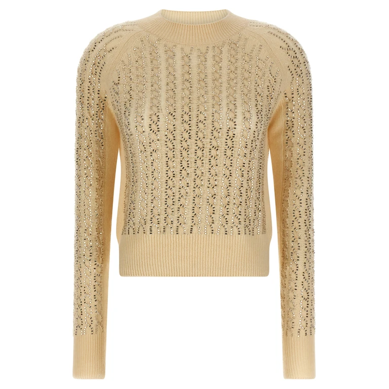 Beige Virgin Wool Cardigan Clothing - Women