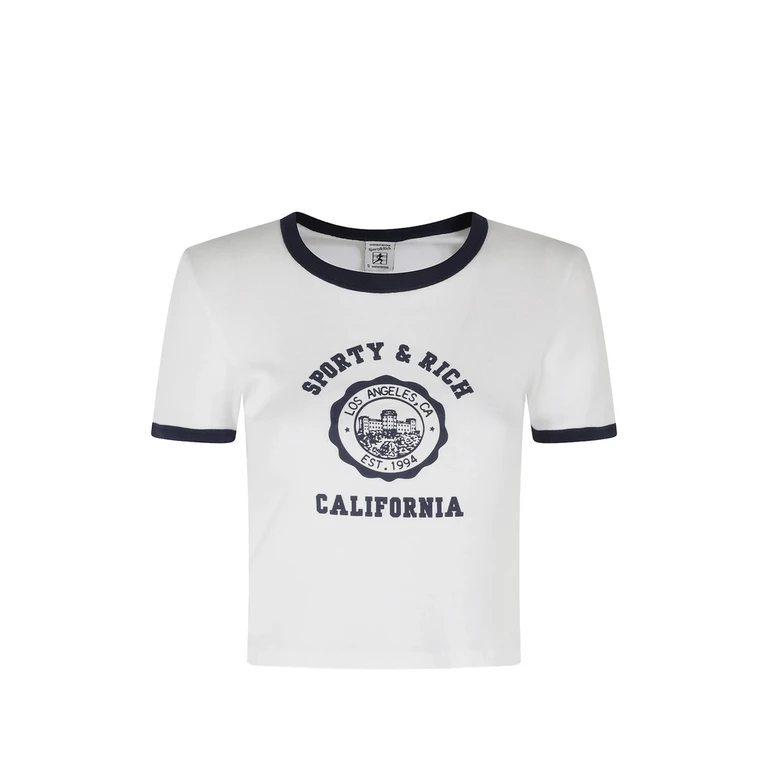Sporty & Rich Logo-print Ringer T-shirt