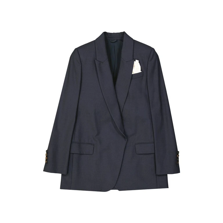 Brunello Cucinelli Blue Virgin Wool Coat Clothing - Women