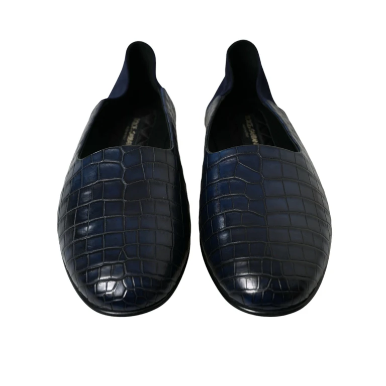 Dolce & Gabbana Blue Crocodile Leather Loafers Slip On Shoes - Men