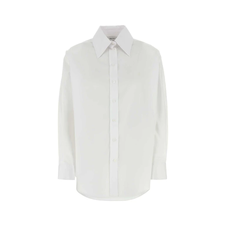 Alexander McQueen White Poplin Shirt Opticalwhite Exterior: Cotton Camicie - Women
