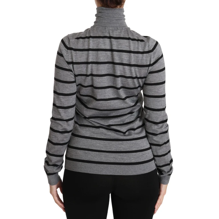 Dolce & Gabbana Gray Cashmere Silk Turtleneck Sweater Black And Clothing - Women