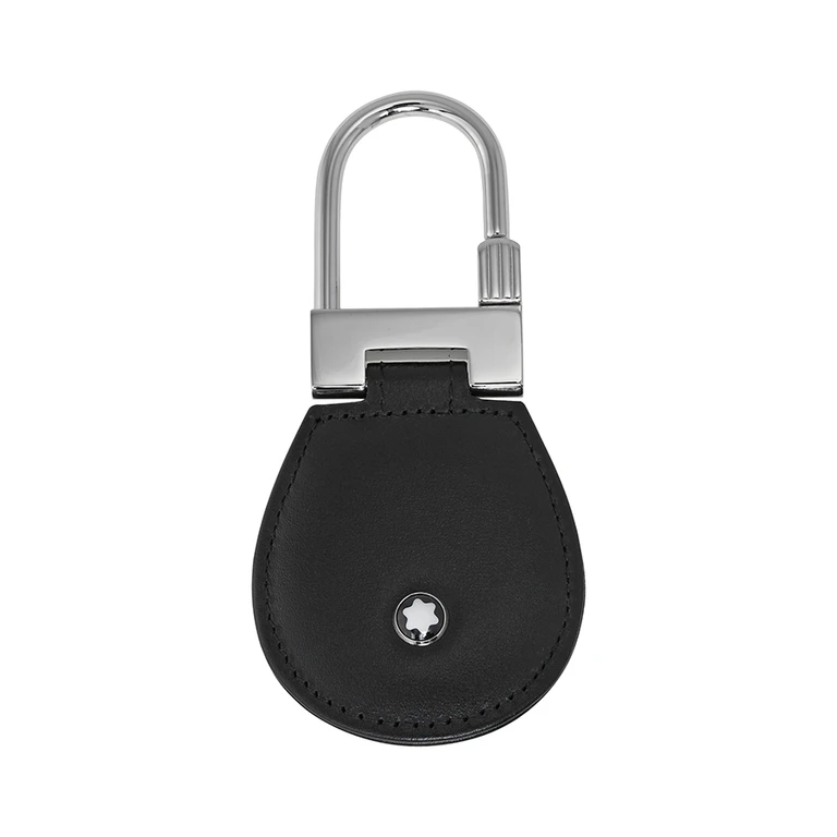 Meisterstuck Black Leather and Steel Key Fob 14085
