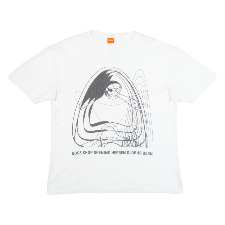 BOSS Mens T-Shirt White V-Neck L