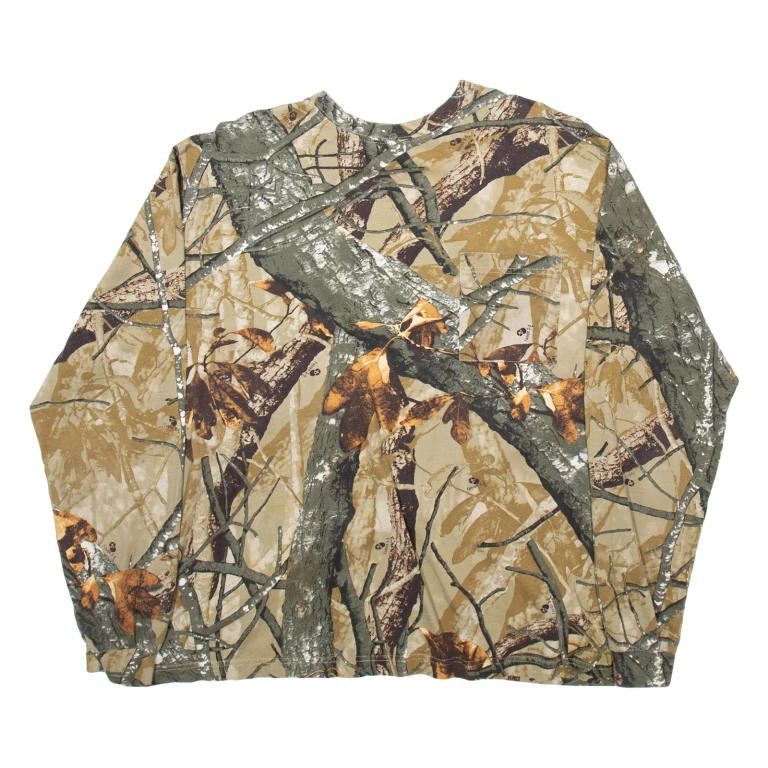 OUTFITTERS RIDGE Woodland Camouflage Mens T-Shirt Green Long Sleeve XL
