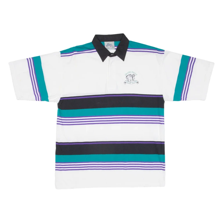 CLASSIC COLLECTION Grand Falls Golf Club Mens Polo Shirt Blue Striped L