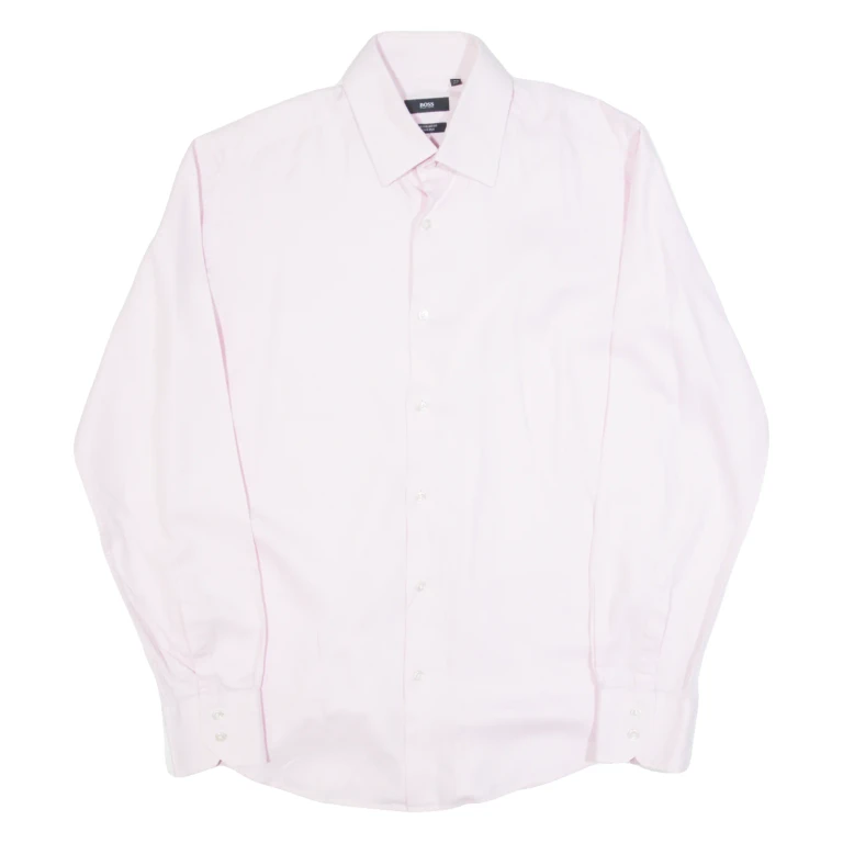 HUGO BOSS Mens Plain Shirt Pink Long Sleeve M