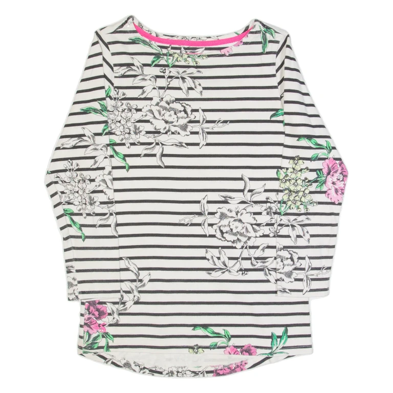 JOULES Womens Patterned Jumper White Striped Tight Knit UK 6